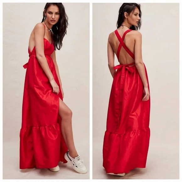 NWOT Free People Isabel maxi dress red XL